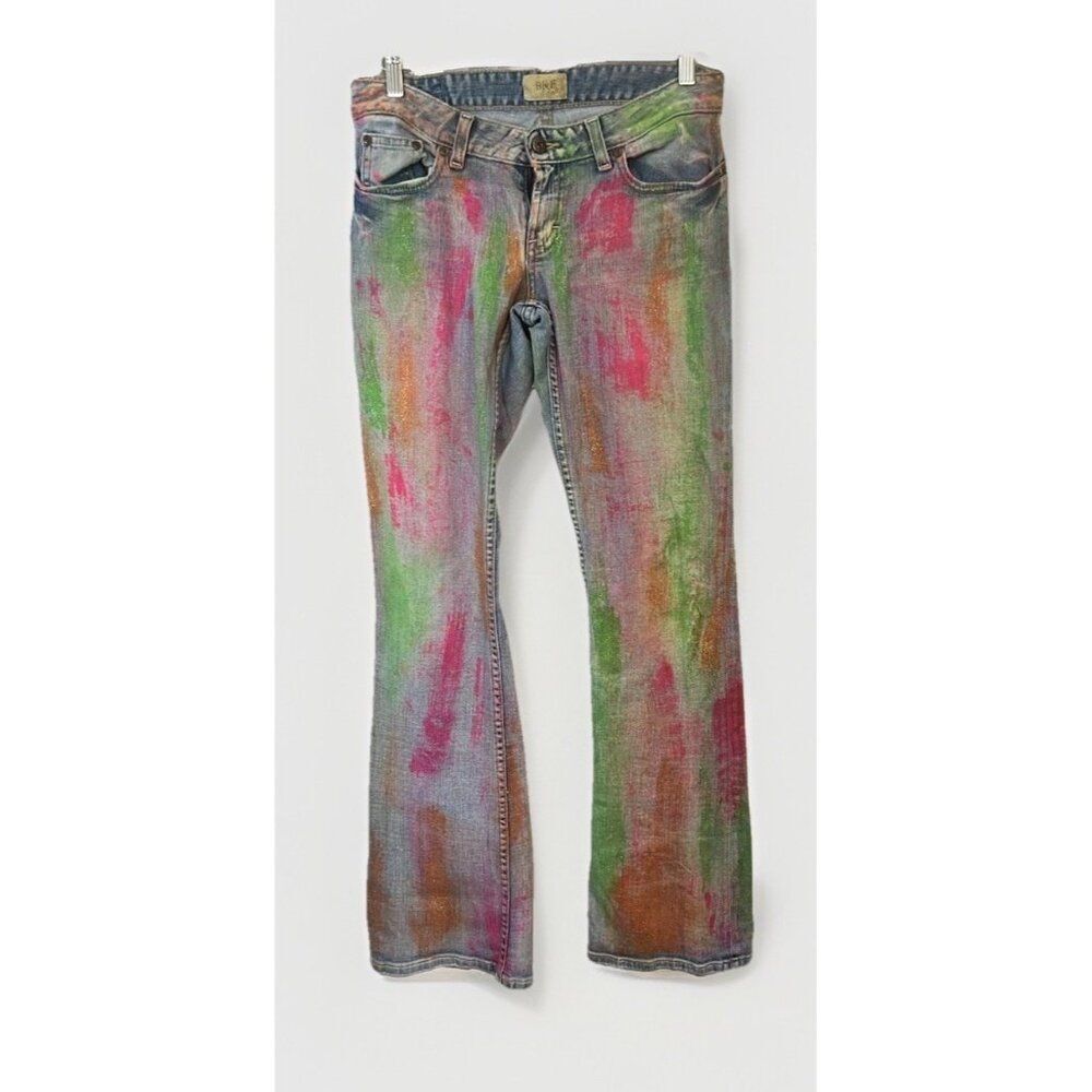Buckle Multicolor Painted Denim Jeans